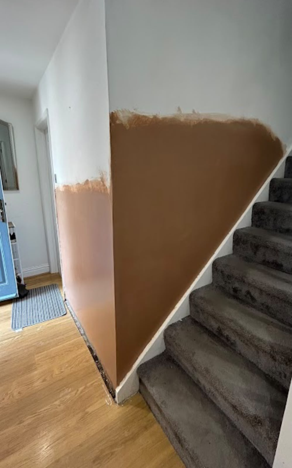 Staircase wall after plastering treatment