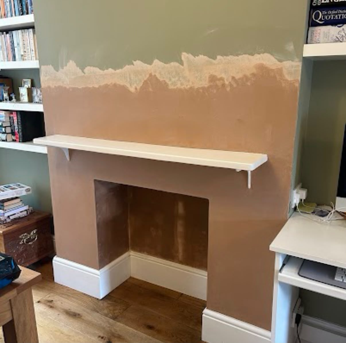 Completed fireplace surround plastering - ready for decorating